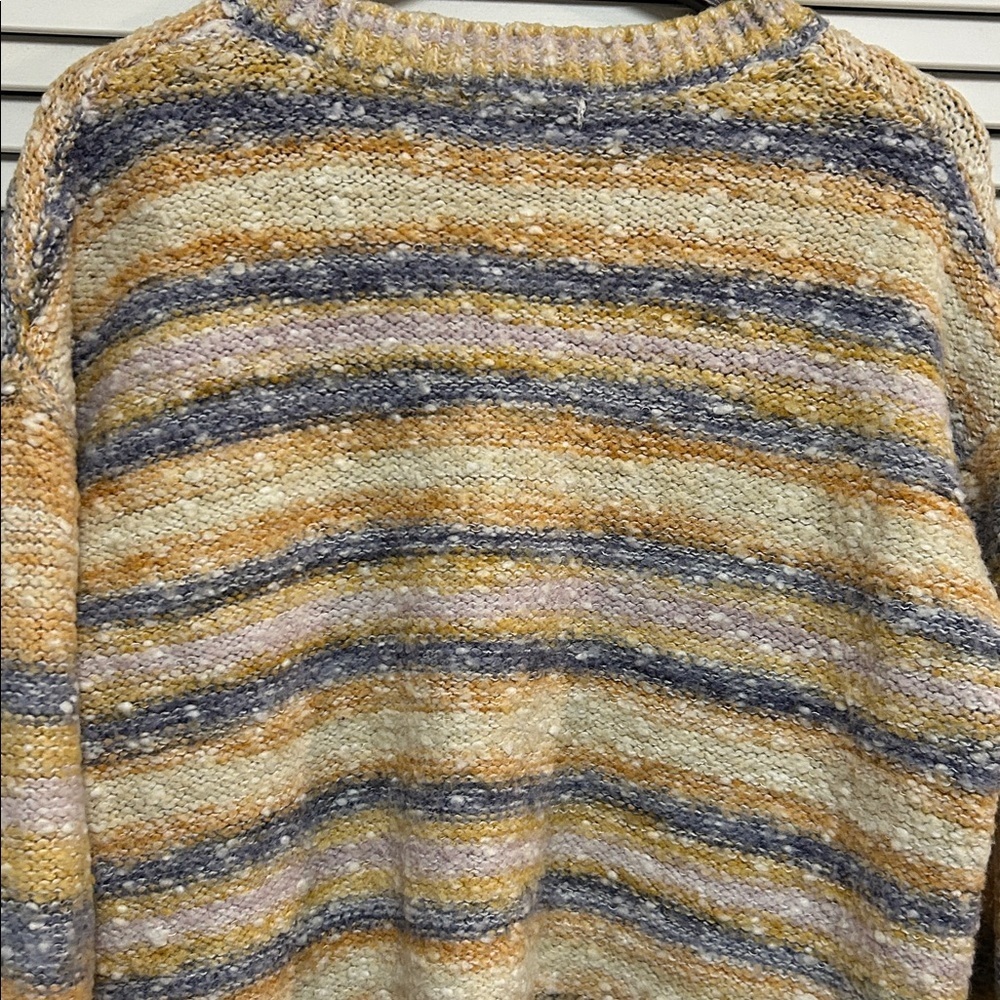 Hazel Moon Striped Yellow and Blue ChunkyTextured Boxy Sweater
